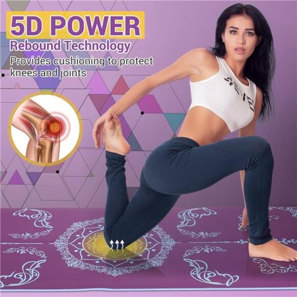 Foldable Travel Yoga Mat Print | 5mm &6mm Thick Large Pilates Mat | Non-Slip - Picture 4 of 7